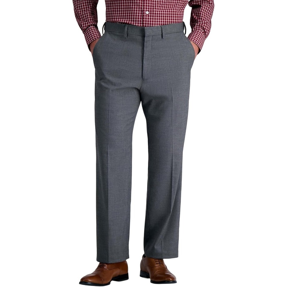 J.M. Haggar Men's Premium Stretch Classic Fit‎ Pants Grey 40W x 30L